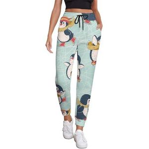 Pinguïns Winter Schaatsen Joggingbroek Voor Vrouwen Hoge Taille Joggers Casual Lounge Broek Met Zakken Voor Workout Running