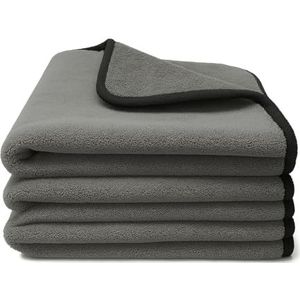 Kemes Droogdoek auto microvezeldoeken 3 stuks 600 g/m² | 4-voudig absorberende polijstdoek autowas autoverzorging en huishouden microvezeldoek om te polijsten | 30 x 30 cm
