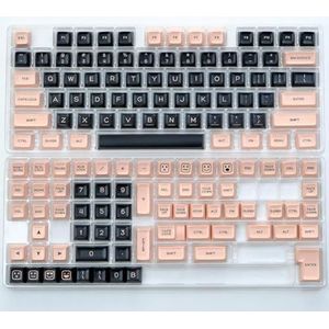 QPSJXN SA-profiel, zwart en geel, 142 PBT Double Shot keycapset voor mechanische toetsenborden met verschillende schakelaars (zwart en roze)