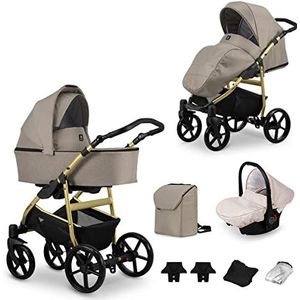 Kinderwagenset babyzitje 3 in 1 en Isofix 4 in 1 naar keuze Mata by SaintBaby Gold Mocca 02-G 2in1 zonder babyzitje