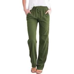 yk8fass Losse Wide-Leg Broek qe-2309, Militair Groen, 4
