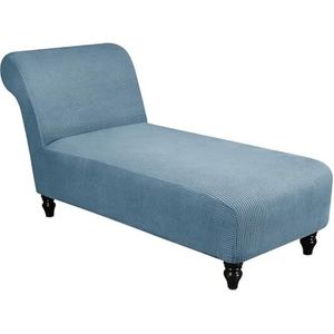Hoes Voor Chaise Longue Met Hoge Stretch Jacquard Chaise Stoel Hoes All-inclusive Armloze Chaise Lounge Beschermers Wasbare Fauteuil Bankhoes Voor Woonkamer Slaapkamer(Color:Blue-grey)