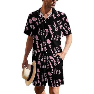 LGBT Liberty Guns Beer Trump Hawaïaans pak voor heren, set van 2 stuks, strandoutfit, shirt en korte broek, bijpassende set