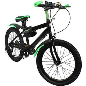 Futchoy Kinderfiets mountainbike fiets met 6 versnellingen, MTB-fiets van hard staal, citybike met schijfremsysteem, 20 inch, groen