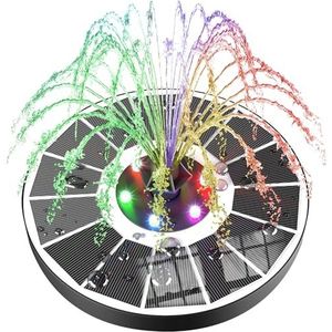 SZMP Fontein op Zonne-energie met 6 LED Lichten,2024 Upgraded 3.5W Zonnefonteinpomp met 2200mAh-Batterij,Drijvende Fonteinpomp op Zonne-energie met 8 Fonteinstijlen voor Vijver,Vogelbad,Tuin,Zwembad