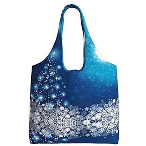 ALLiYa I Love Gymnastiek One Shoulder Commuter Zeil Bag Boodschappentas Geschikt voor winkelen, reizen, dagelijks gebruik, Blauwe Kerst Sneeuwvlok, Eén maat