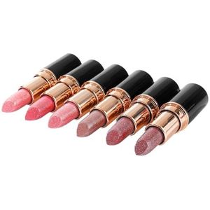 Diamond Glitter Lipstick, Langhoudende Roze Metallic Glitterlipstick, Diamond Nude Shimmer Lipgloss, Lichtgewicht Hydraterende Formule (MIX)