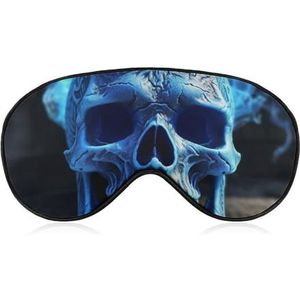 3D-print blauw doodskop slaapmasker, lichtblokkerend oogmasker, comfortabel en zacht, oogbedekking met elastiek, geschikt voor mannen en vrouwen, geschikt voor reizen en slapen