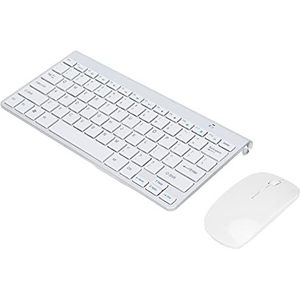 Toetsenbord Muis Combo 2,4 Ghz Draadloos 78 Toetsen USB Ultraslank Draagbaar, Ergonomisch Slijtvast Ultradun Strak Design Toetsenbord en Muis Set, voor Notebook Desktop (Zilver)