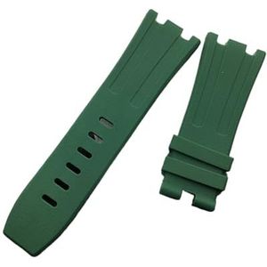 28mm zwart blauw 15703 natuur rubberen siliconen horlogeband heren horlogeband band geschikt for Ap Bekijk Audemars en Piguet Riem Logo Tools (Color : Dark green, Size : With black buckle)