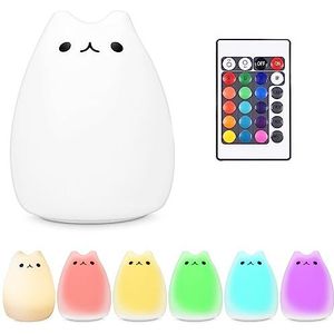 Navaris - LED-nachtlampje - Wit - RGB Kleurveranderend - Afstandsbediening, Micro-USB-kabel