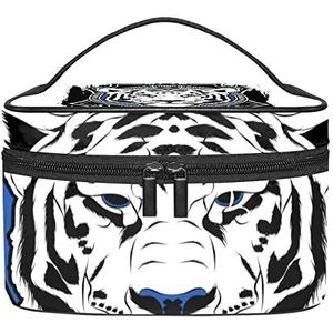 Make-up Organizer Bag, Reizen Make-up Tas Organizer Case Draagbare Cosmetische Tas voor Vrouwen en Meisjes Toiletries Black King Tiger, Meerkleurig, 22.5x15x13.8cm/8.9x5.9x5.4in