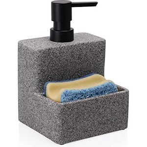 zccz Zeepdispenser met sponshouder, vloeibare hand- en afwaszeepdispenser, pompfles en sponshouder, 2-in-1 voor gootsteen, badkamer, aanrecht, opslag en organisatie
