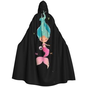 WURTON Zeemeermin Print Halloween Wizards Hooded Gown Mantel Kerst Hoodie Mantel Cosplay Voor Vrouwen Mannen