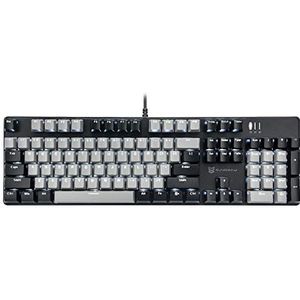 Mecool Mechanisch Gaming Toetsenbord Bedrade Wit Backlit Toetsenbord Blauwe Schakelaars Volledige Grootte 104 Sleutels US Layout-Zwart en Grijs