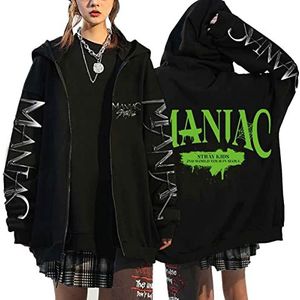 EAPHROWER Kpop Stray Kids MANIAC Y2K Hoodie met volledige rits en capuchon voor dames en heren, casual sweatshirt met capuchon, E-girl jaren negentig oversized sweatshirt, vintage streetwear, jack,