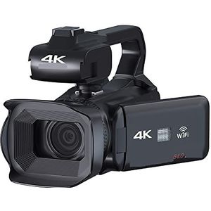 Videocamera, 60FPS 4K Vlog Camcorder 64MP Fotografie Videocamera Live Streaming 18X Zoom AF Digitale Recorder 4""Aanraakscherm draaien(NO SD Card,Standard)