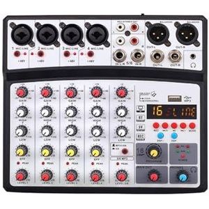 Audio DJ-mixer Draadloze 6 Kanaals Audio Mixer Draagbare Mixing Console USB Interface Geluidskaart Met 16 DSP Echo 48V Fantoomvoeding Podcast-apparatuur (Color : 06D-Black, Size : 1)