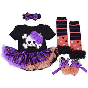 BABYPREG Peuter meisjes Eerste Halloween-kostuum Kleding voor Thanksgiving Baby Pompoen Jurk (3-6 maanden, Skelet)