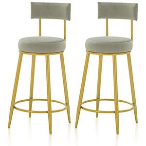 AADDFDD Barkrukken Bar Stoelen PU Lederen Barkrukken Keuken Krukken Stijlvolle Counter Stoelen Set van 2 met Metalen Benen & Rugleuning, Hoge Krukken voor Keuken Eiland/Home Bar