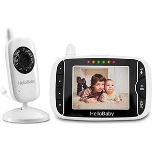 HelloBaby Babyfoon met camera LCD Draadloze Videocamera Babymonitor met Digitale Camera, Nachtzicht Temperatuurbewaking en 2-weg Talkback-Systeem