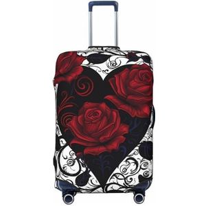 NONHAI Reizen Bagage Cover Koffer Protector Zwart Hart Rode Rose Elastische Wasbare Stretch Koffer Protector Anti-Kras Reizen Koffer Cover Fit 18-32 Inch Bagage, Zwart, S