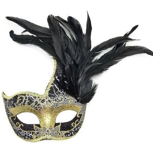 SAVOMA Kerstmis Halloween veren masker carnaval geest masker (kleur: 3goud zwart)