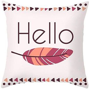 Ethereval Linnen Kussensloop Queen Size Kussenslopen Bank Seat Hello Leaf Kussenslopen Decor Kussenhoezen voor Tuinmeubilair Lichtroze Decor Sierkussensloop - 45x45cm