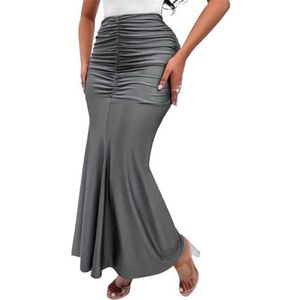 yk8fass Gevouwen Half-Lengte Rok my-3583, Grijs, M