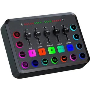 Audio Mengtafel, Geluidskaart Gaming Mixer, Streaming 4-kanaals RGB Mixer met XLR Microfoon Interface, for Game Voice, Podcast