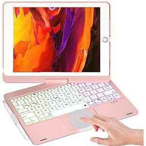 Nokbabo iPad 9e generatie hoesje met toetsenbord 360° draaibaar touchpad en 7 kleuren achtergrondverlichting en potloodhouder voor iPad 9e/8e/7e generatie 10.2"" & iPad Air 3e generatie/iPad Pro 10.5