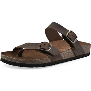 WHITE MOUNTAIN Grams platte sandalen voor dames, bruin leer., 37 EU