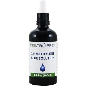 Sterk geconcentreerde 2% methyleenblauwoplossing - 100 ml | Ultrahög renhet | USP Pharma Grade Ingredienser - Tredjepartstestade | Formaldehydfri | Glasflaska | methylene blue | Heiltropfen®