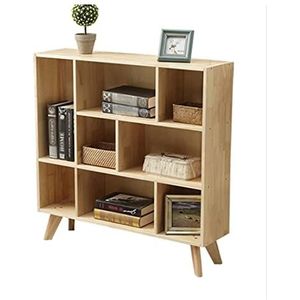 Boekenkasten Massief houten boekenplank kast poot frame ontwerp boekenkast open compartiment rek boekenkast grote capaciteit 8 raster boekenplanken Ruimtebesparend