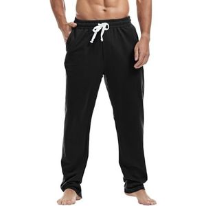 Amy Coulee Joggingbroek voor heren, katoen, baggy sportbroek, losse trainingsbroek met zakken, zwart, XL
