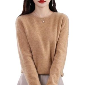 QuyiFa Kasjmier truien voor dames, kasjmier truien dames merino wollen trui dames, trui lichtgewicht gebreide top (goud,XL)