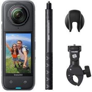 Insta360 X4 Motorbundel, 8K waterdichte 360 actiecamera, 4K groothoekvideo, onzichtbare selfiestick, verwijderbare lensbeschermers, 135 min batterijduur, AI-editing, stabilisatie, geen micro-SD-kaart