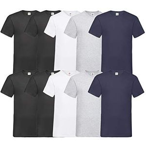 Fruit of the Loom T-shirt, met V-hals, in verschillende maten en kleuren, 10 stuks, 4, zwart/wit/grijs/2 navy, L