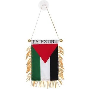 1/2/3Pcs Palestina Window Opknoping Vlag, Mini Palestijnen Auto Vlag Met Pole Kwastje Zuignap Achteruitkijkspiegel Decoratie