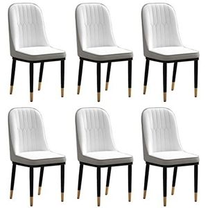 GEIRONV Eetkamerstoelen Set van 6, modern waterdicht Pu Leer hoge rug zachte zitkamer woonkamer stoelen met metalen benen zijstoelen Eetstoelen (Color : Light gray)