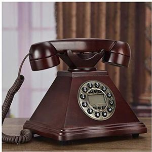 Telefoon Antieke Creatieve Telefoon Retro Bruin Hout Ambachtelijke Amerikaanse Knop Thuis Telefoon Kantoor Telefoon Vaste lijn (C)