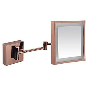 YLTXMCZT Make-up spiegel voor wandmontage, touchscreen, vergroting voor badkamer, wandmontage, roestvrij staal, 360 graden draaibaar, 20 cm (kleur: antieke kleur)