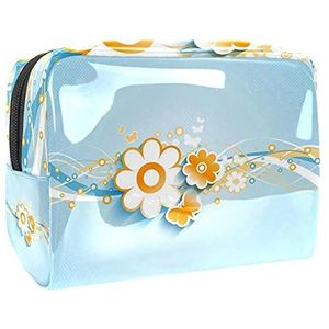 Waterdichte Make-up Pouch Bloemen Roze Make-up Tas Organizer Reizen Zip Toilettas Kleine Cosmetische Case Schoonheid Tas voor Tieners Meisjes Vrouwen