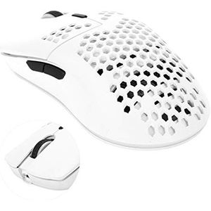 Draadloze Gamingmuis, USB Oplaadbaar Ergonomisch Optisch Spel E-sportmuizen met 7 RGB-achtergrondverlichting Kleurrijk Licht, 3600 DPI, 6 Toetsen en Ingebouwde 750mAh Lithiumbatterij (Wit)