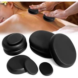 Hot Stone Massageset, 9 stuks basalt massagestenen, grote hete stenen, massagestenen, geschikt voor spa, particuliere gebruikers, massagetherapie, ontspanning