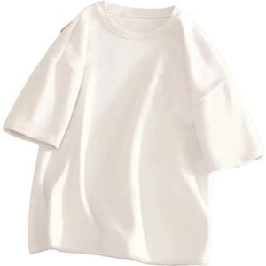 Dvbfufv Dames zomer vintage katoen korte mouw ronde hals T-shirt vrouwen losse pullover dieptepunt shirt, 2, M