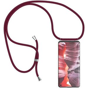 Necklace Case Compatible with Samsung Galaxy S20 Ultra -Cover with Neck Strap Clear TPU Case Crossbody Necklace Cord Transparent Silicone Case with Adjustable Lanyard Protective Case,Dark red