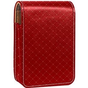 Gepersonaliseerde Lipstick Case Draagbare Make-up Tas Cosmetische Pouch Lippenstift Houder Make-up Organizer Bling Rode Grid Patronen, Meerkleurig, 9.5x2x7 cm/3.7x0.8x2.7 in