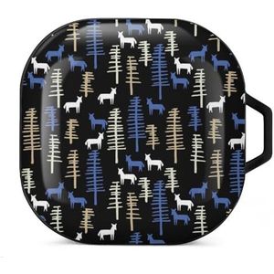 Paarden en bomen creatief bos oordopjes hoesje compatibel met Samsung hard shell beschermhoes zwart stijl
