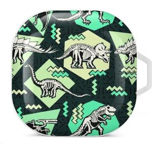 Wave dinosaurus oordopjes hoesje compatibel met Samsung hard shell beschermhoes wit stijl